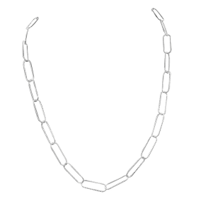 925 Sterling Silver Textured Paperclip Chain Necklace, 20 Inches