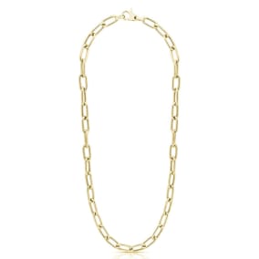 14 Karat Yellow Gold Over Sterling Silver Paperclip Chain Necklace, 20 Inches