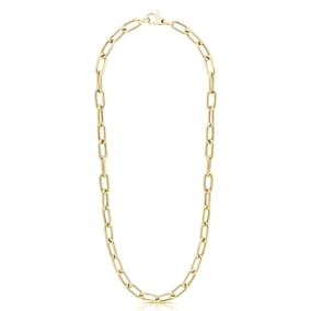14 Karat Yellow Gold Over Sterling Silver Paperclip Chain Necklace, 20 Inches