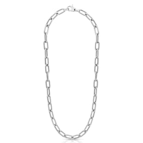 925 Sterling Silver Paperclip Chain Necklace, 20 Inches