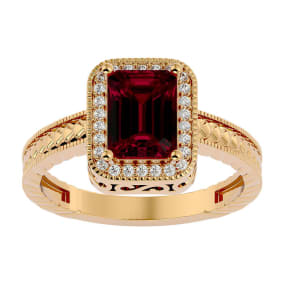 2 Carat Antique Style Ruby and Diamond Ring in 14 Karat Yellow Gold