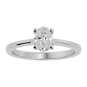 3/4 Carat Oval Shape Moissanite Solitaire Engagement Ring In 14 Karat White Gold