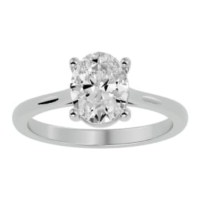 1 1/2 Carat Oval Shape Moissanite Solitaire Engagement Ring In 14 Karat White Gold