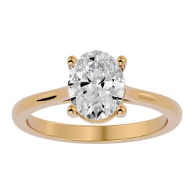 1 1/2 Carat Oval Shape Moissanite Solitaire Engagement Ring In 14 Karat Yellow Gold