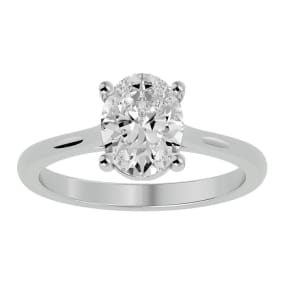 2 Carat Oval Shape Moissanite Solitaire Engagement Ring In 14 Karat White Gold