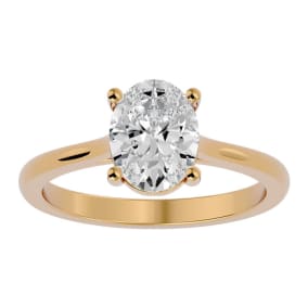 2 Carat Oval Shape Moissanite Solitaire Engagement Ring In 14 Karat Yellow Gold