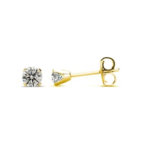 Nearly 1/4 Carat Diamond Stud Earrings In Yellow Gold. Fiery Little Diamonds!