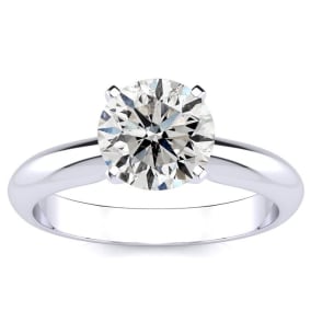 1 1/2 Carat Natural Diamond Solitaire Engagement Ring In 14K White Gold. Bright And Fiery Diamond Deal!