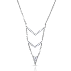 1/4 Carat Diamond Arrow V Necklace In Sterling Silver, 18 Inches