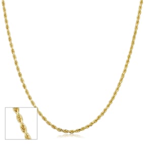 14 Karat Yellow Gold 1.9mm Hollow Rope Chain, 18 Inches