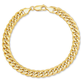 14 Karat Yellow Gold 7.3mm Miami Cuban Chain Bracelet, 8 1/2 Inches
