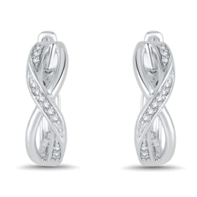 1/8ct Oval Shape Diamond Infinity Hoop Earrings. Beautiful New Style. Fits Wonderfully