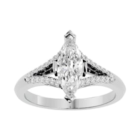 1 1/4 Carat Marquise Shape Diamond Engagement Ring In 14 Karat White Gold