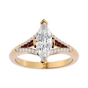 1 1/4 Carat Marquise Shape Diamond Engagement Ring In 14 Karat Yellow Gold