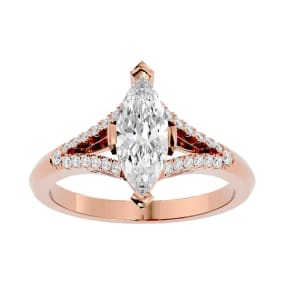 1 1/4 Carat Marquise Shape Diamond Engagement Ring In 14 Karat Rose Gold