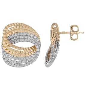 10 Karat Two Tone Gold Fancy Twist Stud Earrings