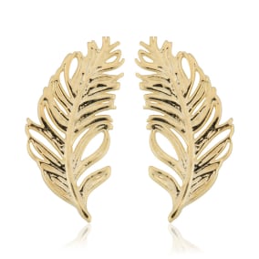 10 Karat Yellow Gold Feather Stud Earrings