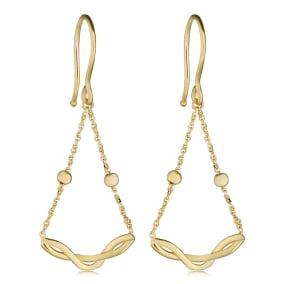 14 Karat Yellow Gold Twist Chandelier Dangle Earrings, 1 1/2 Inches