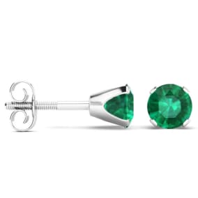 1/3 Carat Emerald Stud Earrings in Sterling Silver