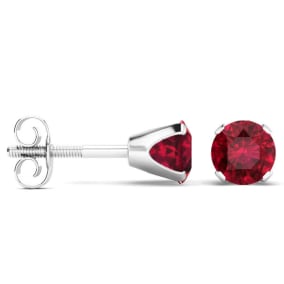 1/3 Carat Ruby Stud Earrings in Sterling Silver