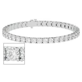 11 1/2 Carat Moissanite Tennis Bracelet In 14 Karat White Gold, 7 Inches