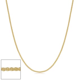 0.8mm Round Wheat Chain Necklace, 24 Inches, Yellow Gold
