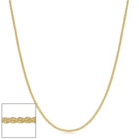 0.8mm Round Wheat Chain Necklace, 30 Inches, Yellow Gold