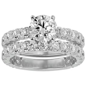 3 1/2 Carat Round Moissanite Bridal Set In 14 Karat White Gold