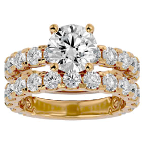 5 Carat Round Diamond Bridal Set In 14 Karat Yellow Gold