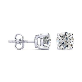 1 1/4 Carat Natural Diamond Stud Earrings In 14 Karat White Gold