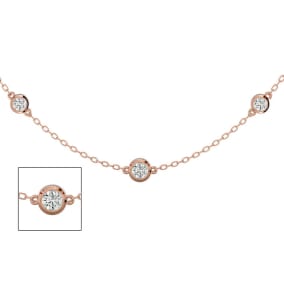 14 Karat Rose Gold 1 1/2 Carat Graduated Diamonds By The Yard Necklace, 16-18 Inches
