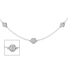 14 Karat White Gold 1 1/2 Carat Graduated Diamonds By The Yard Necklace, 16-18 Inches