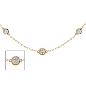 14 Karat Yellow Gold 1 1/2 Carat Graduated Diamonds By The Yard Necklace, 16-18 Inches