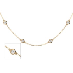 14 Karat Yellow Gold 1 1/2 Carat Diamonds By The Yard Necklace, 16-18 Inches