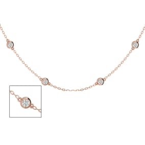 14 Karat Rose Gold 1 1/2 Carat Diamonds By The Yard Necklace, 16-18 Inches