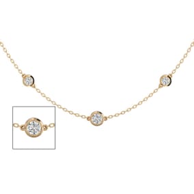 14 Karat Yellow Gold 2 Carat Graduated Diamonds By The Yard Necklace, 16-18 Inches