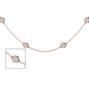 14 Karat Rose Gold 2 Carat Diamonds By The Yard Necklace, 16-18 Inches