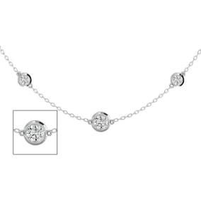 14 Karat White Gold 2 3/4 Carat Graduated Diamonds By The Yard Necklace, 16-18 Inches