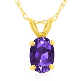 .40ct Oval Shaped Amethyst Pendant in 14k Yellow Gold, 18 Inches
