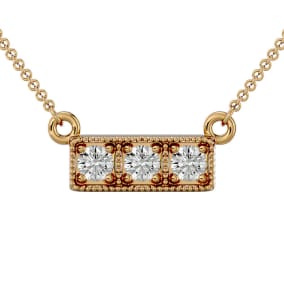1/4 Carat Diamond Three Stone Necklace In 10 Karat Yellow Gold, 18 Inches