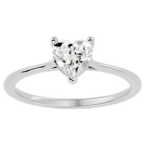 3/4 Carat Heart Shape Moissanite Solitaire Engagement Ring In 14 Karat White Gold