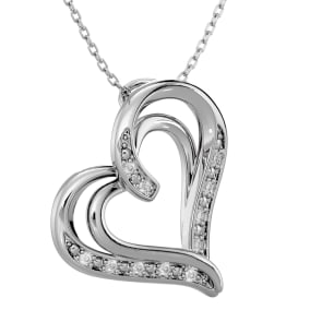 0.05 Carat Diamond Heart Necklace With Free Chain, 18 Inches