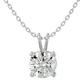 1 Carat Moissanite Solitaire Necklace In Solid 14K White Gold.  Exceptionally Fiery, Beautifully Cut Fabulous Moissanite!