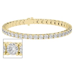 11 1/2 Carat Moissanite Tennis Bracelet In 14 Karat Yellow Gold, 7 Inches