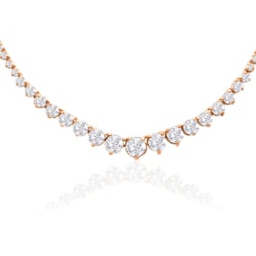 Graduated 4 Carat Diamond Tennis Necklace In 14 Karat Rose Gold, 17 Inches