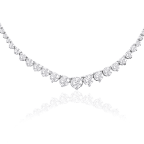 Graduated 8 Carat Diamond Tennis Necklace In 14 Karat White Gold, 17 Inches