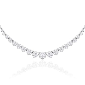 Graduated 8 Carat Diamond Tennis Necklace In 14 Karat White Gold, 17 Inches