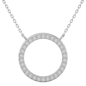 1/4 Carat Natural Diamond Circle Necklace With Free Chain, 18 Inches