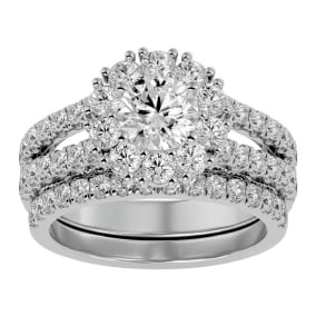 2 1/2 Carat Moissanite Bridal Set In 14 Karat White Gold