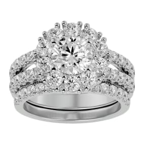 3 1/2 Carat Moissanite Bridal Set In 14 Karat White Gold